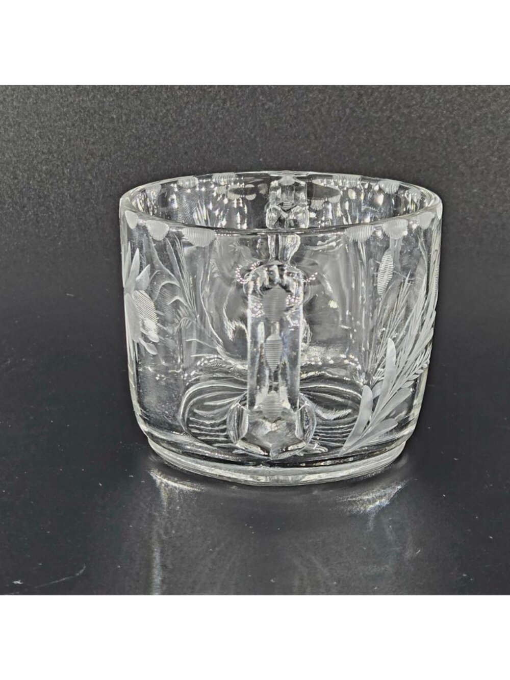 Vintage Etched Thistle Crystal Creamer Sugar Bowl Set MidCentury American Design - Picture 4 of 7